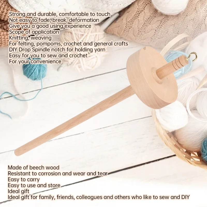 Yarn Making Spindle Fade Resistant Comfortable Hand Feel DIY Wooden Yarn Spinner Drop Spindle