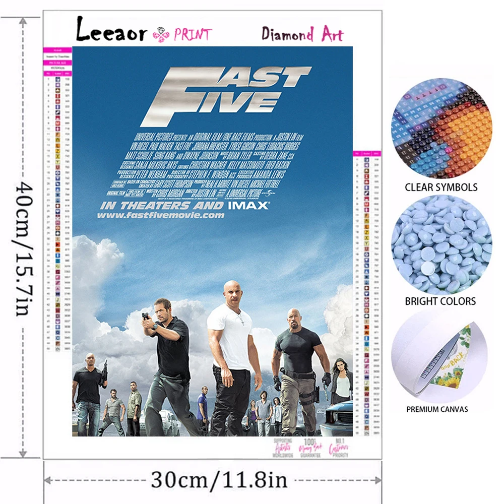 Fast And Furious 5d Diamond Painting Classic Movie Poster Embroidery Pixel Art Diy Character Mosaic Picture Home Decoration