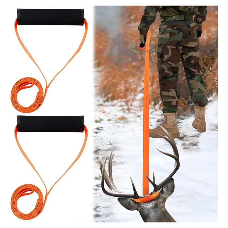 

4PCS 4.9Ft Deer Drag Orange Harness Deer Tow Rope Deer Drag And Harness Deer Puller Deer Hunting Parts