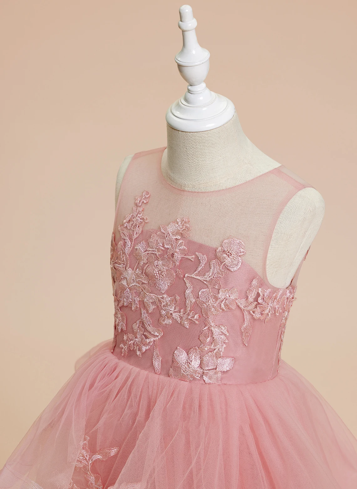 Dostosowana do podłogi sukienka dla dziewczynki z kwiatami Kwiatowa bufiasta tiulowa sukienka księżniczki Szampańska sukienka na przyjęcie Suknia ślubna dla dzieci