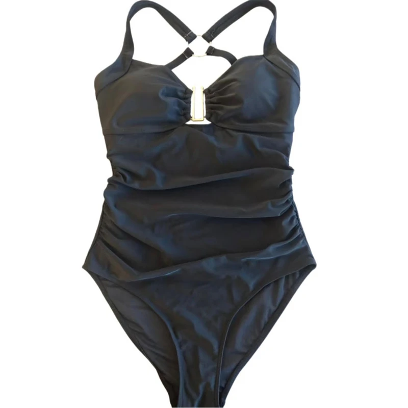 

V-Neck Tummy Control Swimwear Womens One Piece Swimsuit Cross Back Low Cut Push Up Full Coverage Slimming Bathing Suit 2026