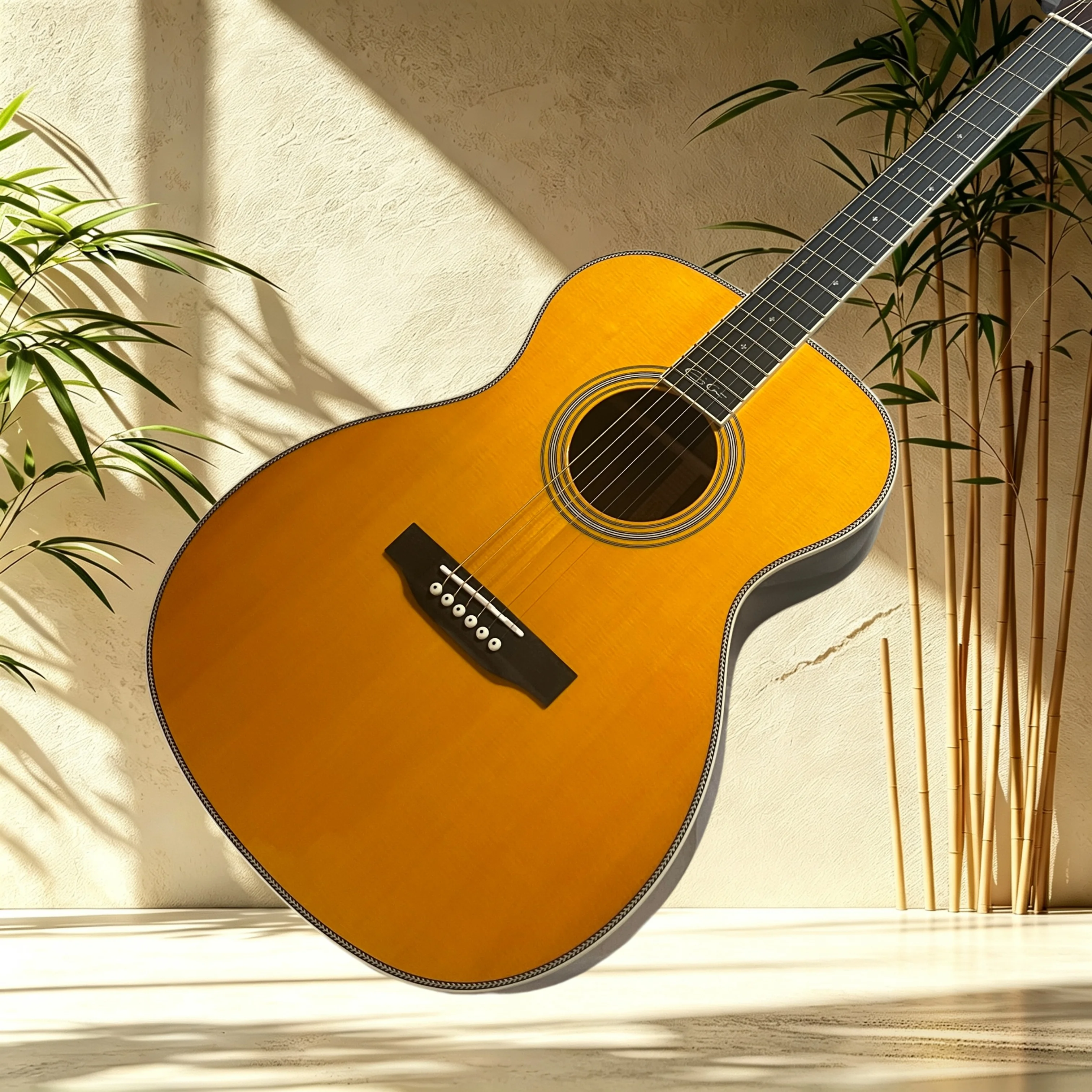 OM28 Solid Acoustic Guitar Spruce Top Rosewood Back Sides Ebony Fretboard Vintage Yellow Gloss  Folk Blues Vintage Fingerstyle