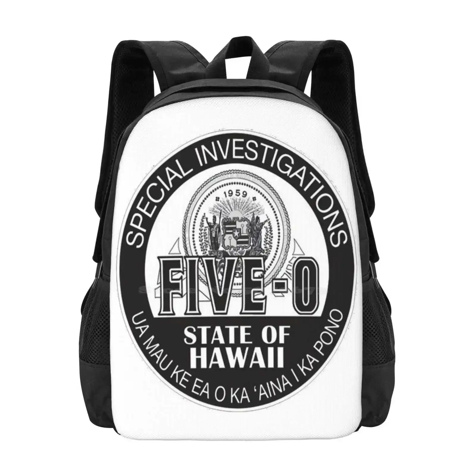 

Hawaii Five-0 Emblem Hot Sale Backpack Fashion Bags Hawaii Five 0 Five0 Fiveo Mcdanno Mcgarrett Danny Cbs Seal Logo Black White