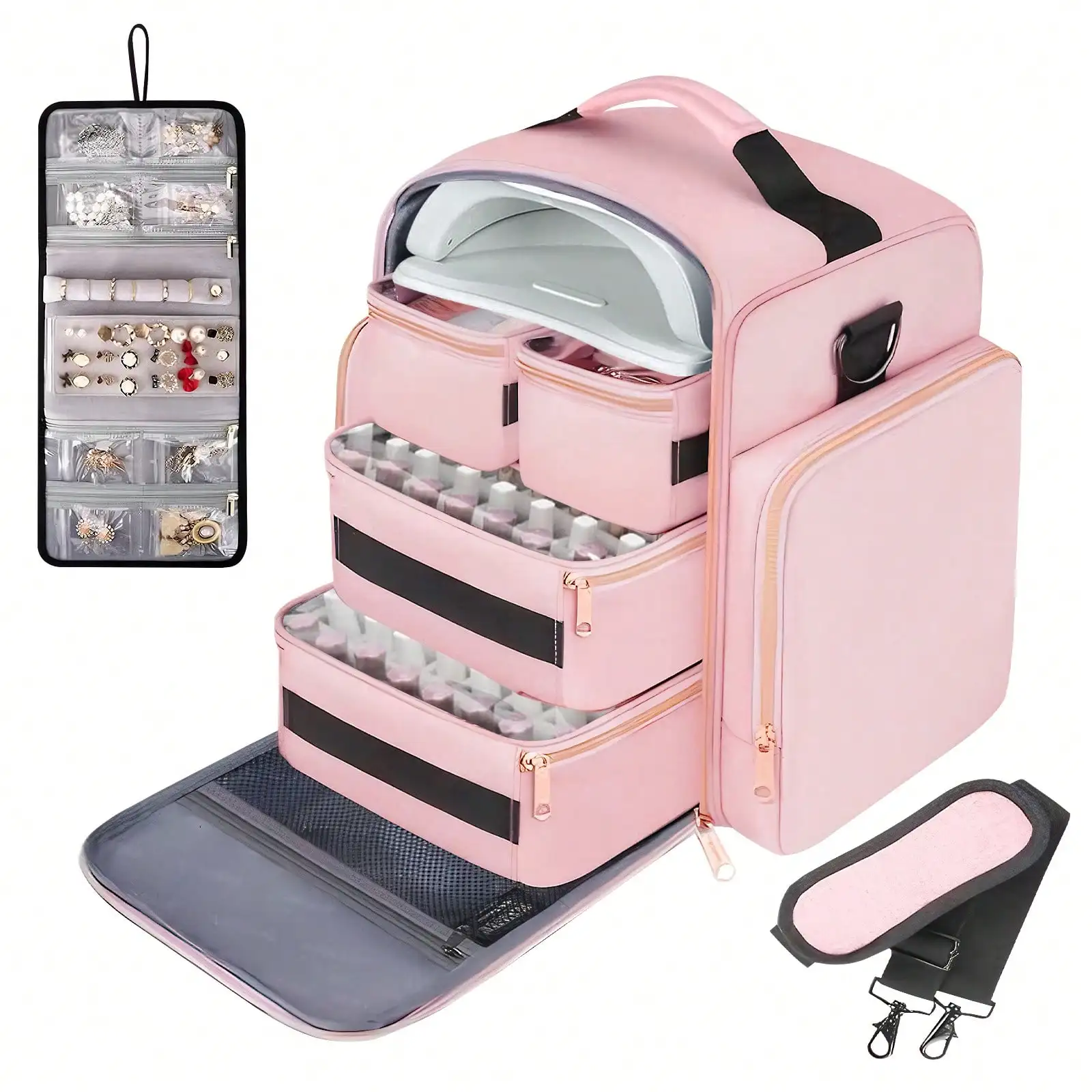 

Large Makeup Bag Travel Makeup Case With 5 Detachable Bags Professional Cosmetic Bag Makeup Artist Storage Bag Trolley Travel Makeup Case With Detachable Removable Dividers Organizer Backpack For Professional Manicurist Nail Tools Storage Makeup Bag Makeu