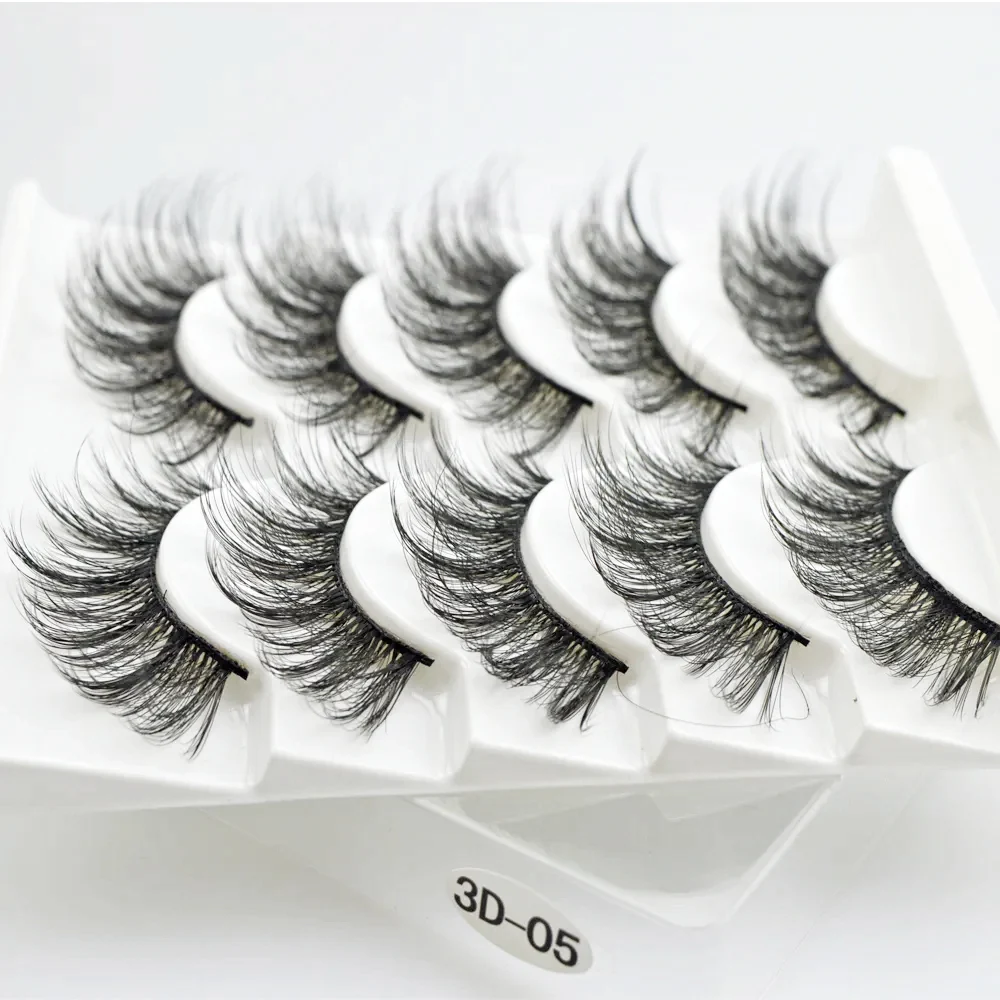 QSTY 5 Pairs 3D Mink Hair False Eyelashes Thick Curled Full Strip Lashes Eyelash Extension Fashion Women Eyes Makeup