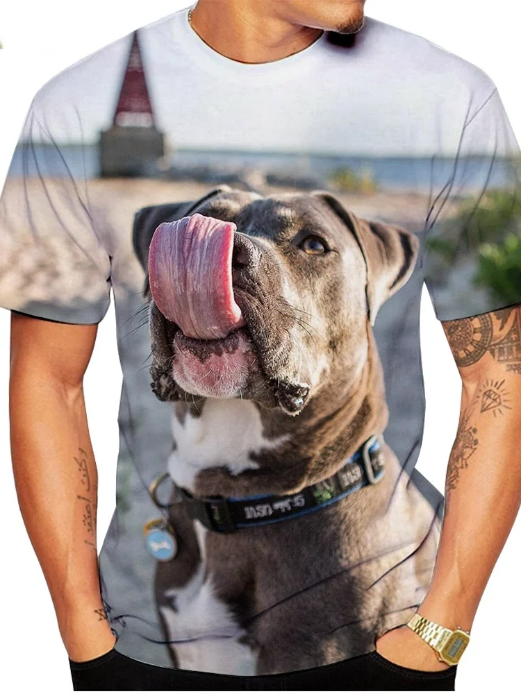 2022 New Listing 3D Pitbull Dog Printed Casual T-shirt Men/women\'s Cool Pitbull Graphic Hipster Short Sleeve Tops Tee