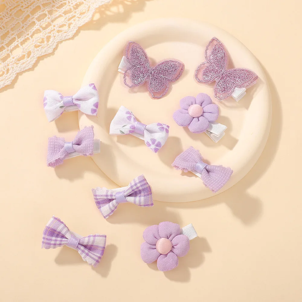 10 шт./компл., изысканная заколка для волос ручной работы с героями мультфильмов для девочек, милые тканевые заколки с бантом для волос для малышей, аксессуары для волос, подарки