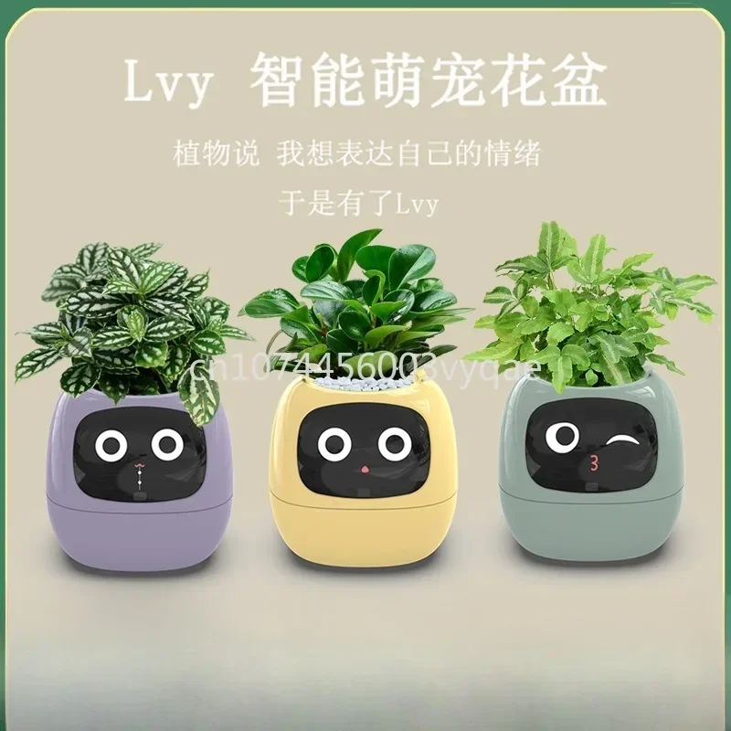 

Intelligent Potted Ivy Desktop Green Plant Intelligent Cute Pet interaction Flower Pot Cartoon Expression Plant Emotions English