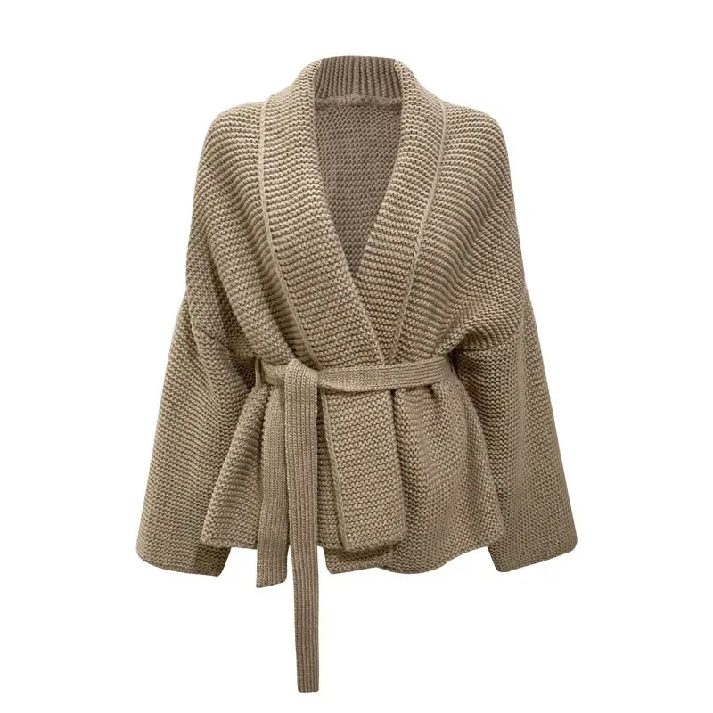 Medium Length Knit Cardigan for Women, Fashionable French Style, Long Sweater Coat, Autumn and Winter