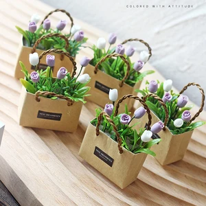 1/12 Skala Rumah Boneka Miniatur Mini Simulasi Tulip Bunga Kantong Kertas Dekorasi untuk BJD OB11 Boneka Aksesoris Mainan 10 mainan mini penjualan terbaik - №