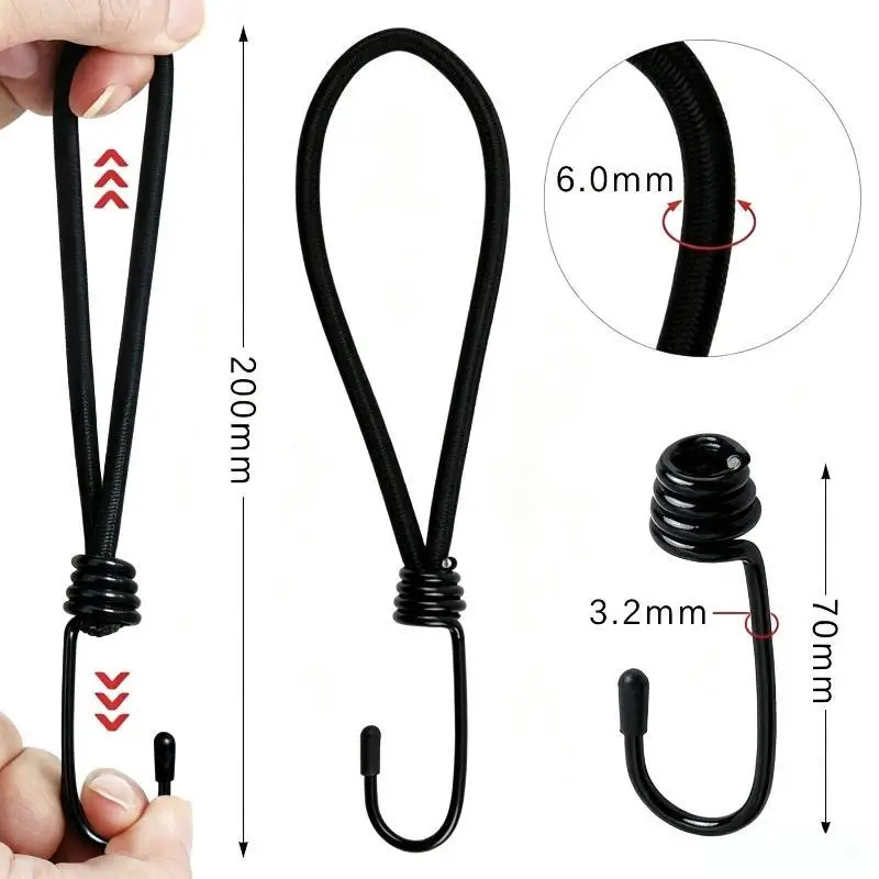 Hot 10Pcs Metal Spiral Cord Hook Heavy Duty Strong Load Capacity Black Cargo Net Hooks Universal Fastener Accessories For ATV