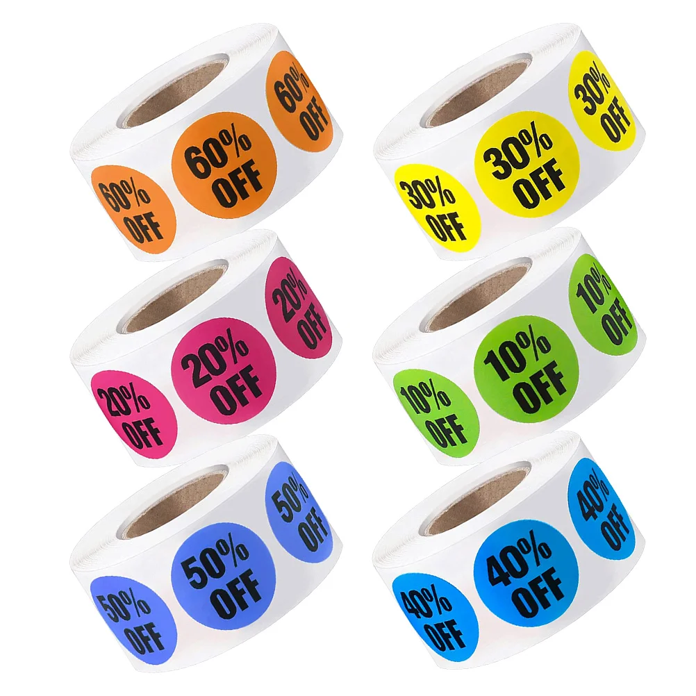 

3000 шт., 6 рулонов, 1 дюйм, водонепроницаемые клейкие наклейки для розничных магазинов, распродажа в гараже, ремесленные проекты