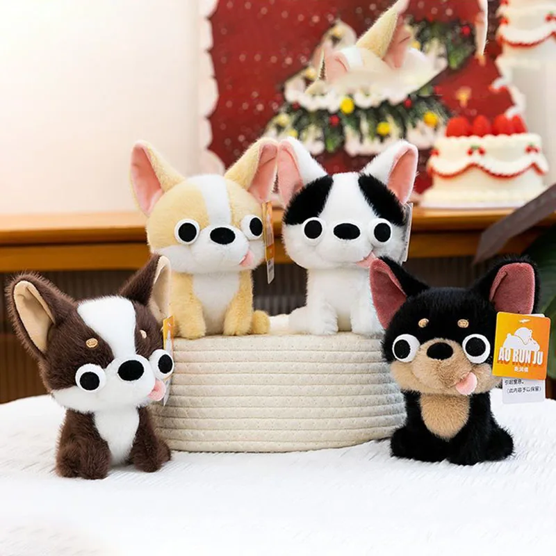 Cute Big Eye Dog Plush Toy Soft Stuffed Animal Puppy Doll Multiple Breeds Available Cuddly Companion for Kids Christmas Birthday