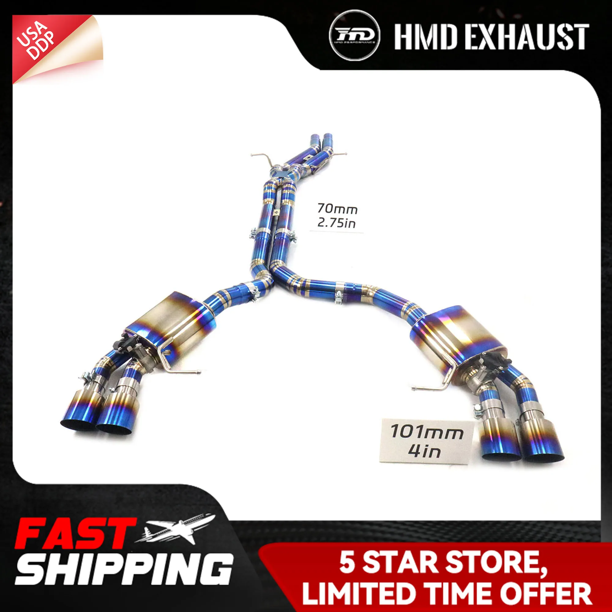 

HMD for Porsche Macan 3.0T Ti Catback exhaust design Direct bolt installation Long service life Electronic valve