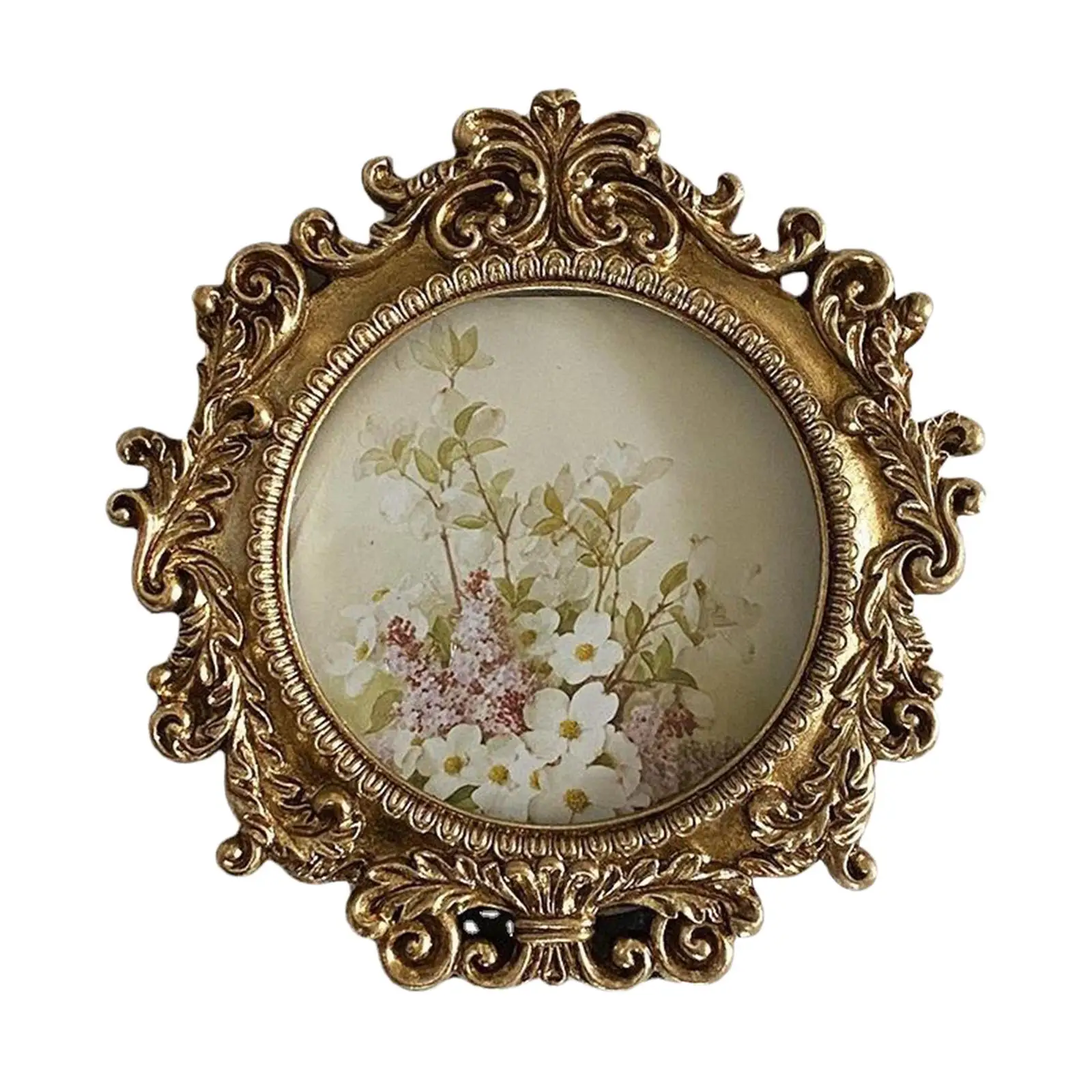 Picture Display Frame Ornate Back Bracket Picture Holder Wall Mounted Embossed Hook for Wall Bedroom Living Room Desk Decor