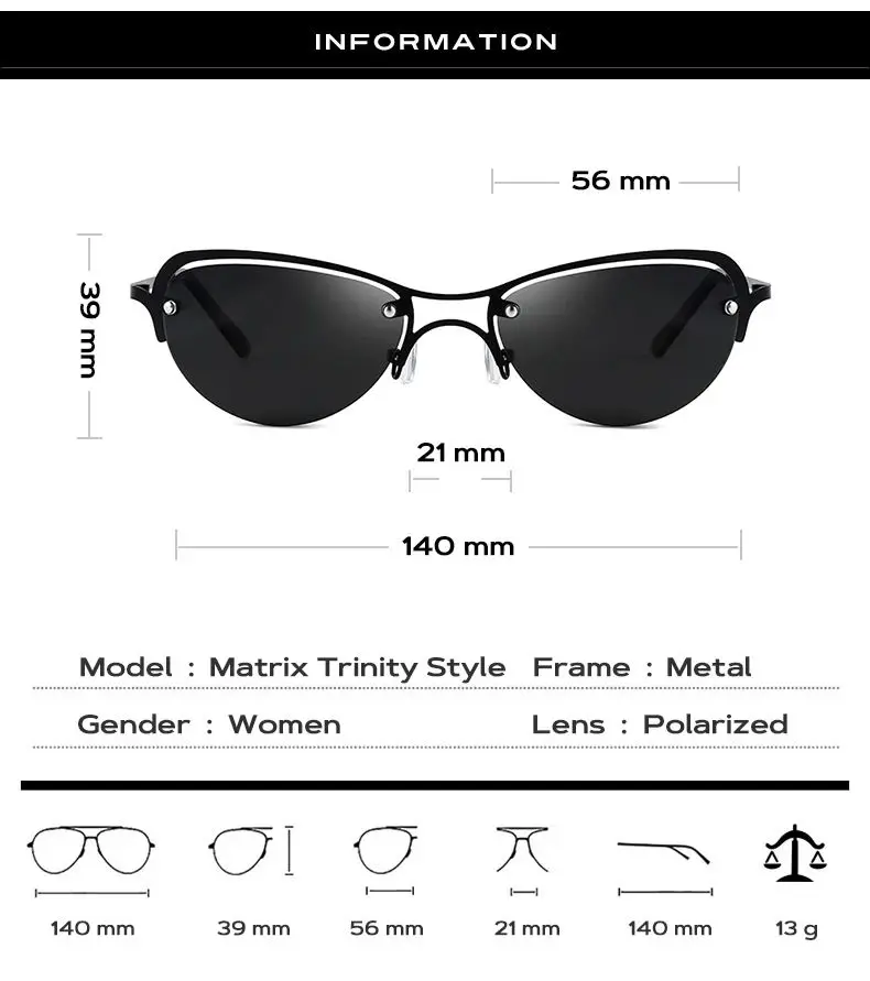 2026 Modische Coole The Matrix Neo Style Polarisierte Sonnenbrille Ultraleichte Randlose Herren-Fahrerbrille Markendesign Sonnenbrillen Ocul – Detail 5