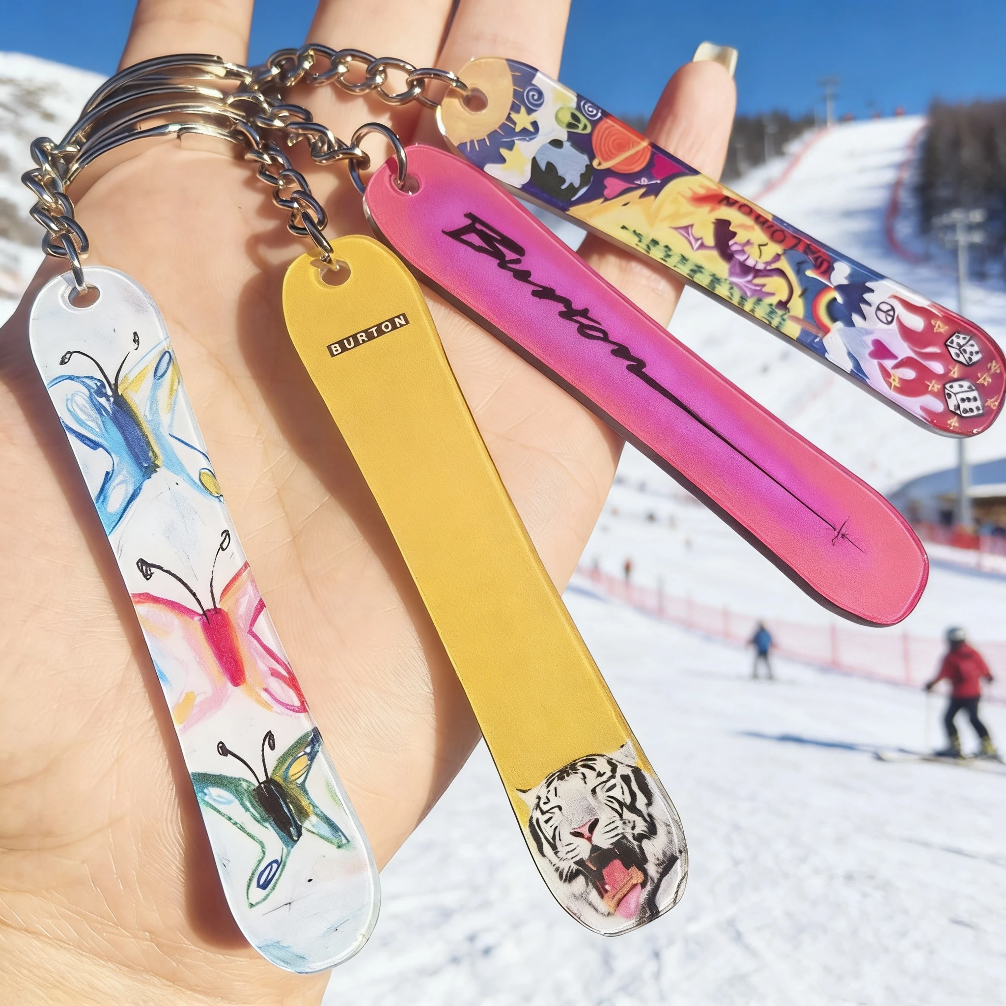 Creative Acrylic Snowboard Keychain Pendant