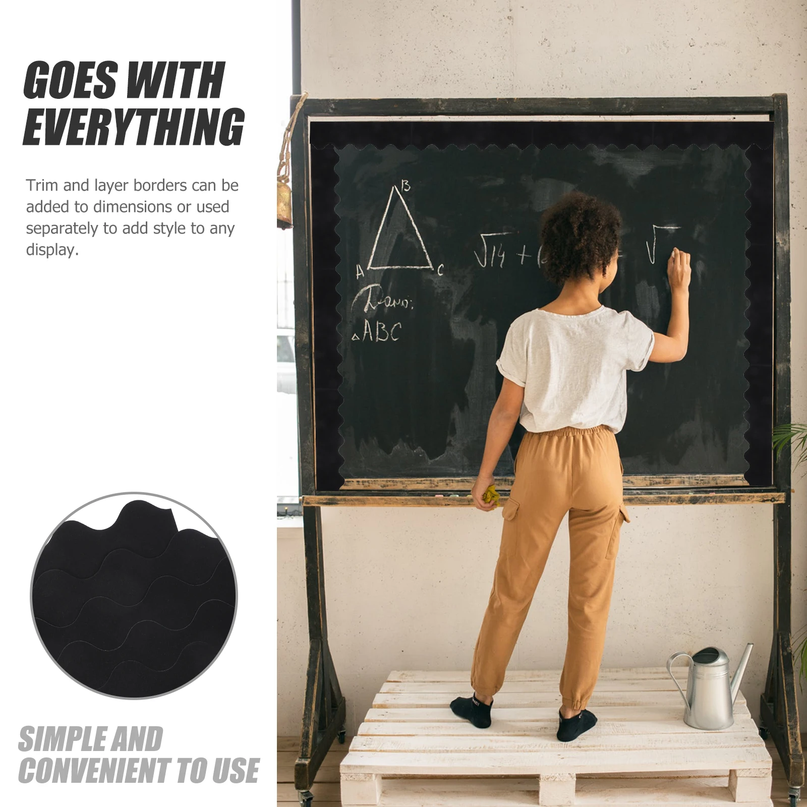 

30 Sheets Chalkboard Stickers Border Bulletin Decor Fadeless Paper Borders for Boards Trim