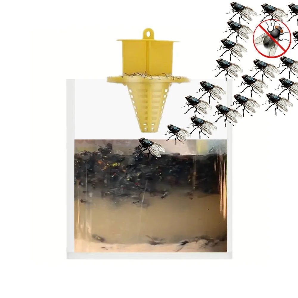 

Прочный прозрачный мешок для ловли мух, 2 шт., нетоксичный, безвредный, одноразовый, ловушка для комаров, складная ловушка для мух, бытовые принадлежности