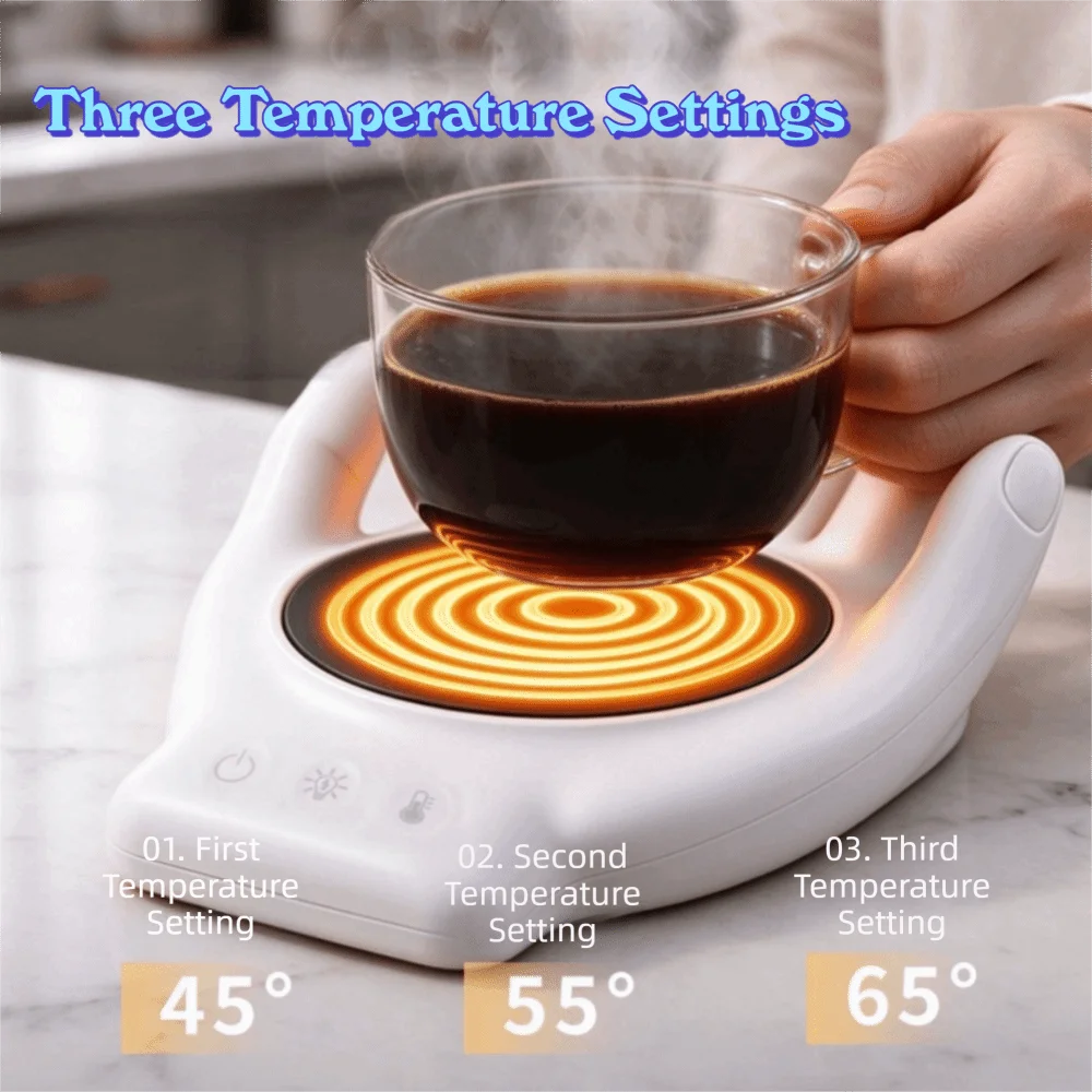 3 Temperature Settings Hand Palm Coffee Mug Warmer With Adjustable Light Automatic Shutdown Electric Heated Coaster Fast Heating