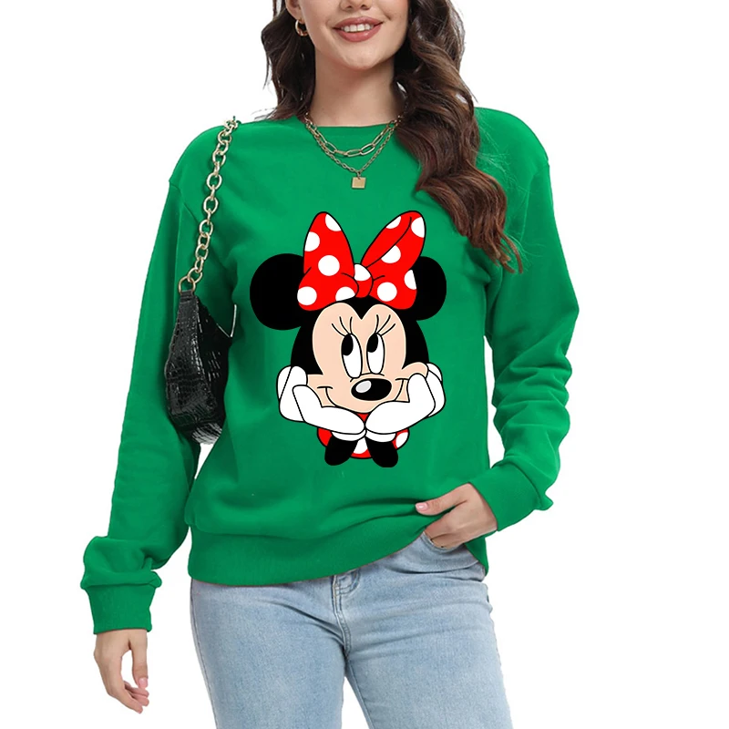 Ladies Clothing New Y2k Hoodies Trendy Womens Sweatshirts Disney Mickey Mouse Print Pullover Long Sleeve Tops 2025 Fall Clothes