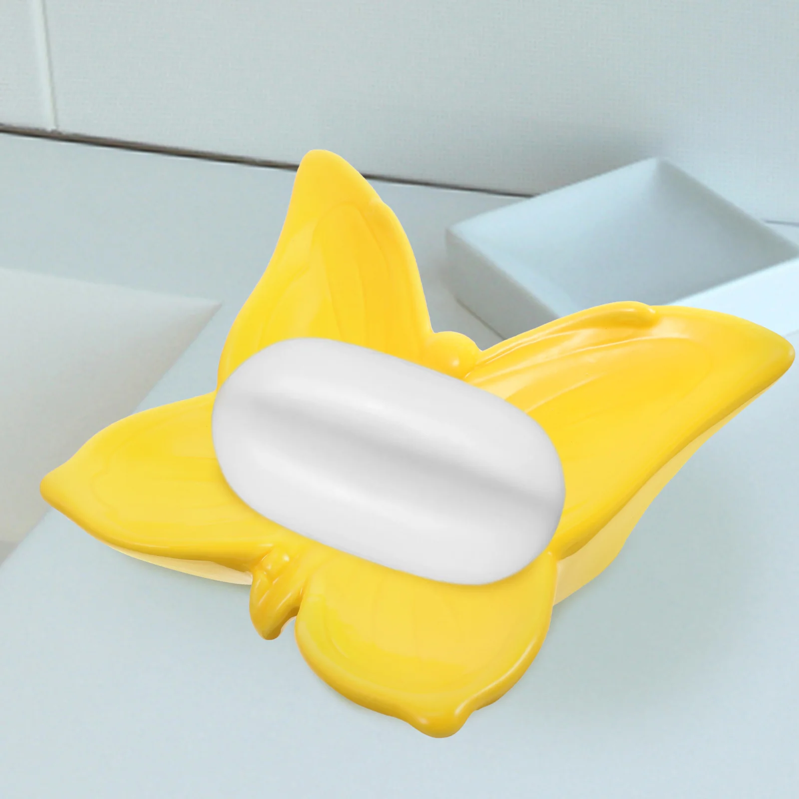 

Kitchen Soap Holder Dish Shower Draining Rack Bathroom Tray for Counter Ceramic