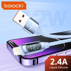 Toocki 2.4A Fast Charging USB Cable For iPhone 14 13 12 11 Pro Max X XR Mini Plus Pad 9 8 Smart Digital Display Soft Data Cord