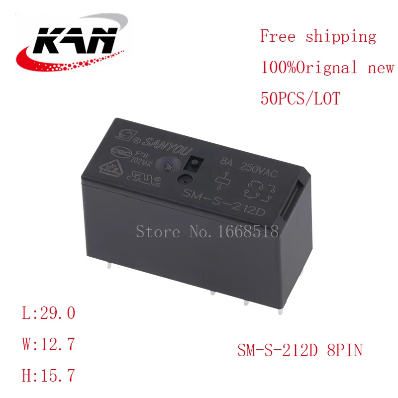 Relé Sm-s212d 12vdc 8a 250vac 8pin Original Novo 50 Pcs