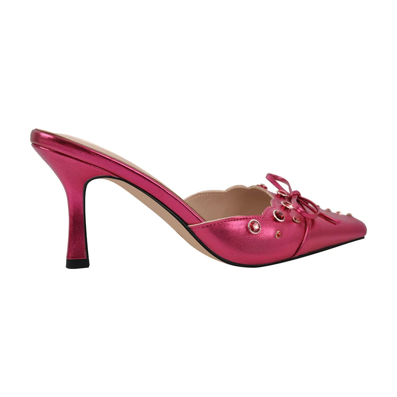 Onlymake Women Pointed Toe Butterfly-knot Mules Big Size Shoes