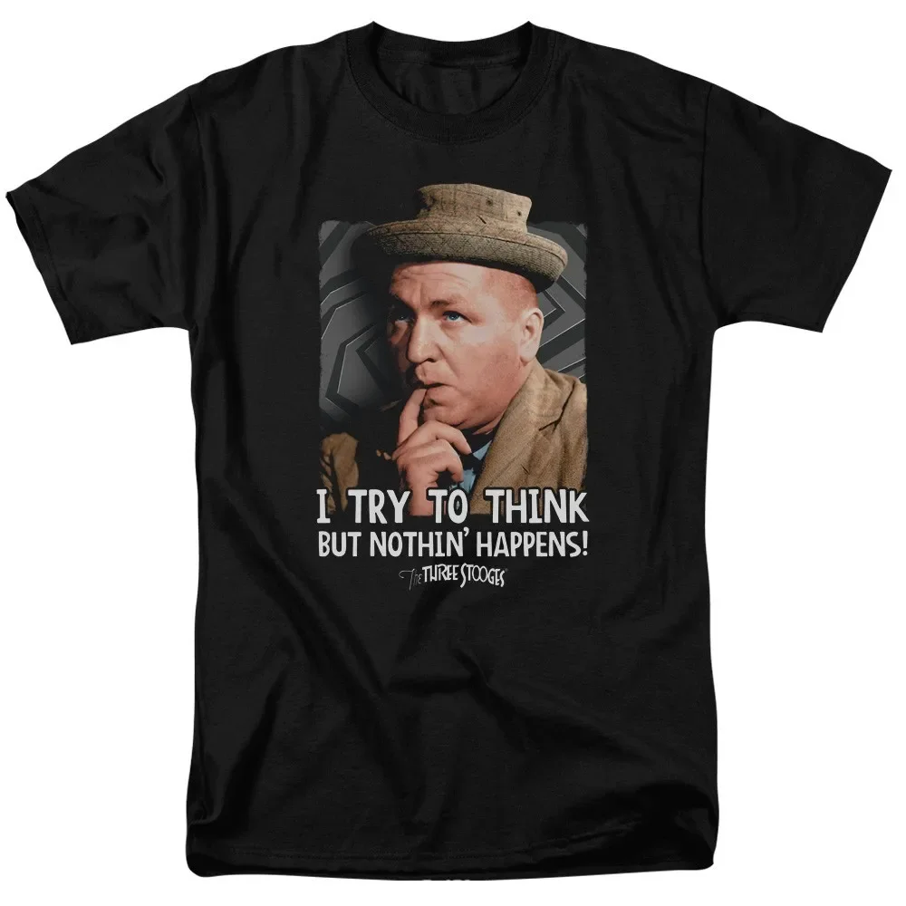 Three Stooges Try To Think Curly Vintage Photo Men's T-Shirt Licensed S-5XL Tee