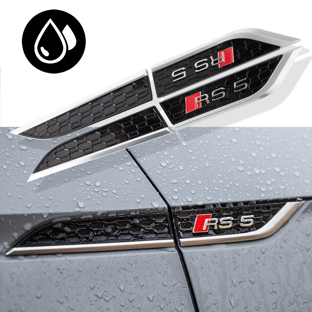 1 paar ABS RS5 emblem Seite Aufkleber Stoßstange Borte Fender Abzeichen Aufkleber Für Audi RS5 a1 S4 Auto Styling Aufkleber auto Zubehör