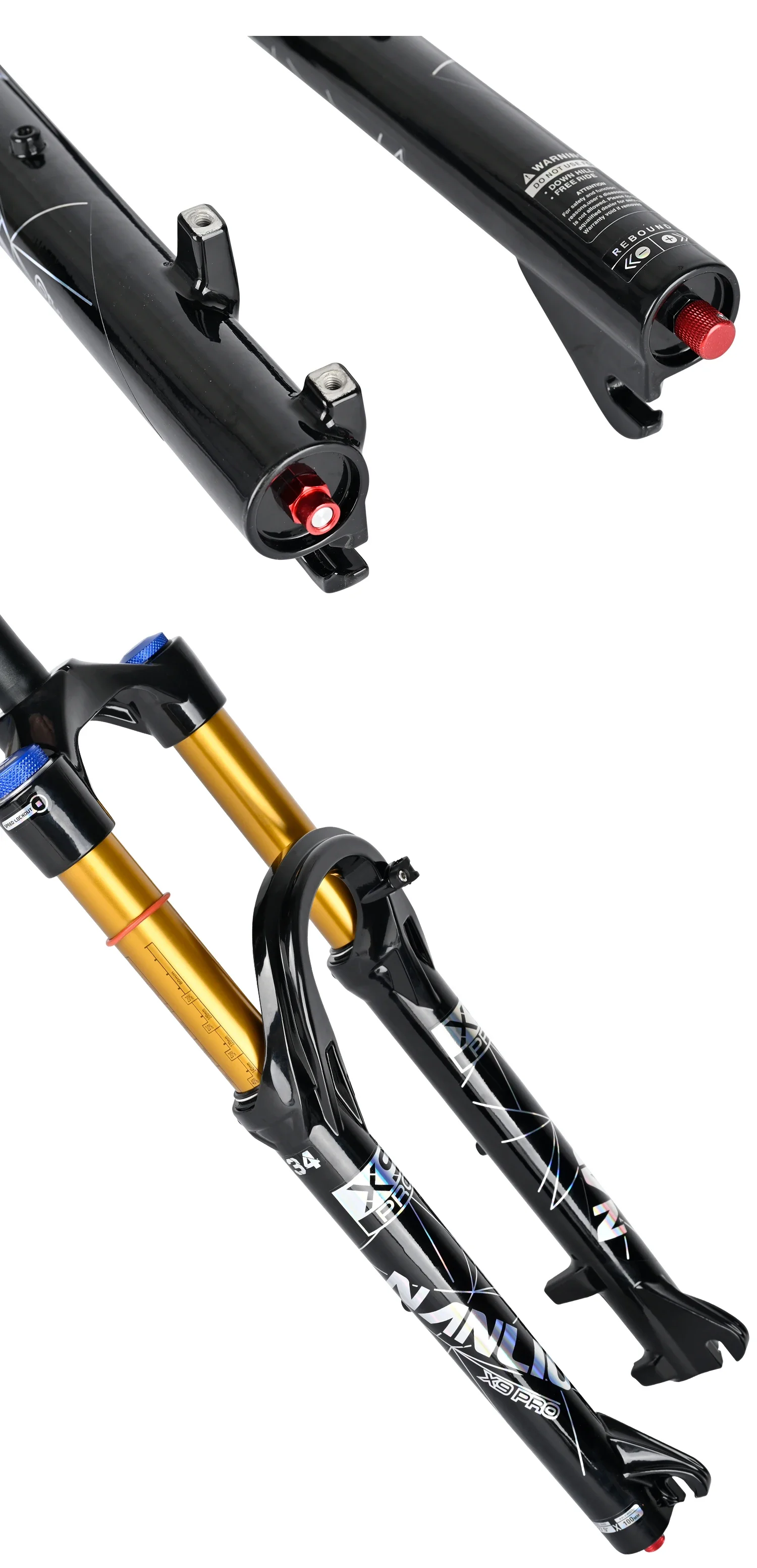 Nanlio X9 Pro MTB Air Suspension Fork 34mm 140/160mm Travel 26/27.5/29 Inch 100x9 100x15 Damping Rebound Bike Fork