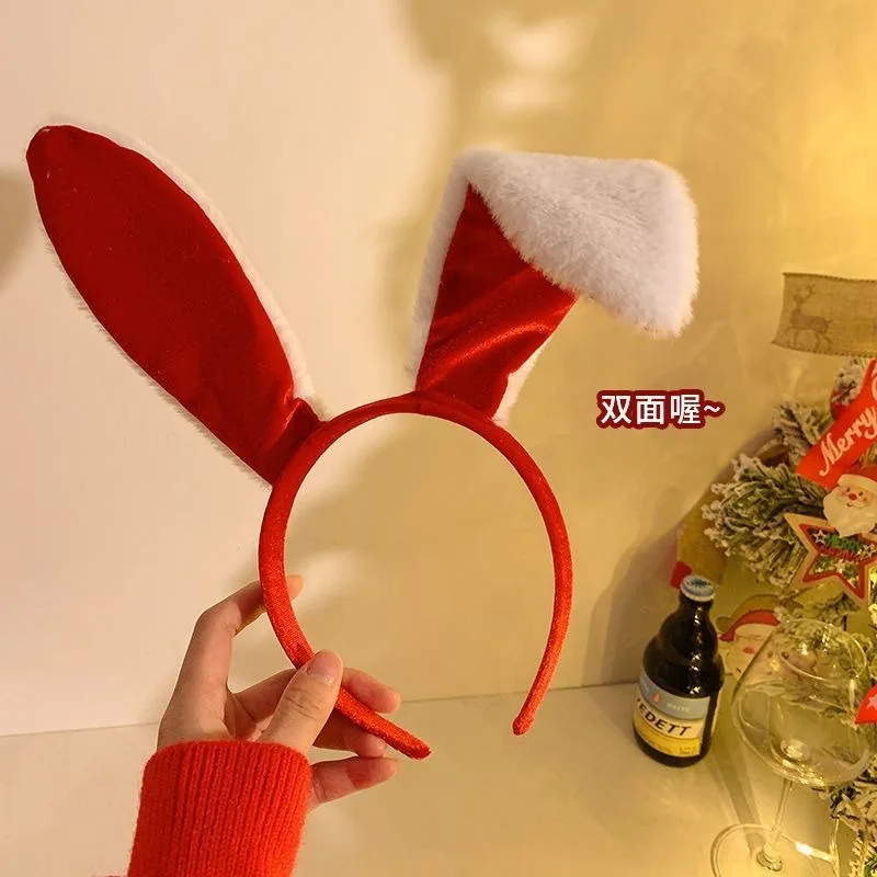 Oreilles de lapin en peluche pour filles, bande de sauna rouge, cosplay de fête de Pâques, accessoires de festival, décoration de fête, performance, accessoires de prise de photo