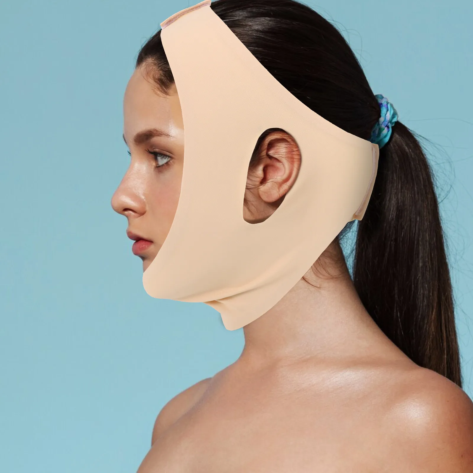 Reusable Breathable Seamless Double Chin Reducer Lifting Face Mask Chin Strap Face Slimming Shaper Lift Tightener