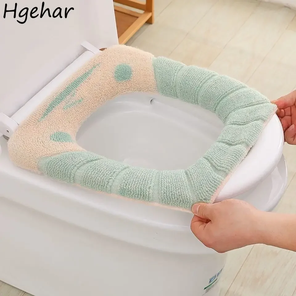 Winter Skin-friendly Fleece Toilet Seat Covers Bathroom Household Washable O-shape Closestool Mat Antibacterial WC Accessories