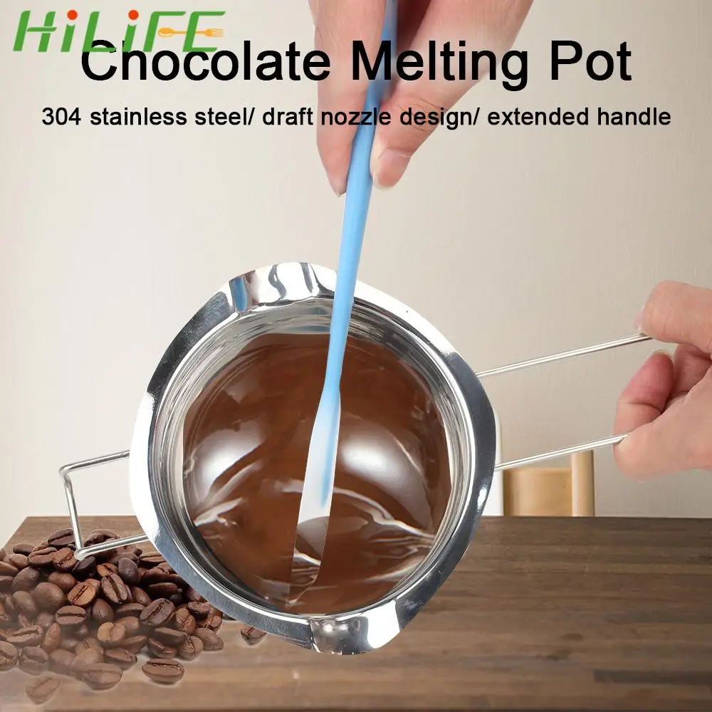 Kitchen Milk Bowl Boiler 1PC With Butter Brush Stainless Steel Handmade Soap Tool Chocolate Butter Melting Pot Pan Long Handle