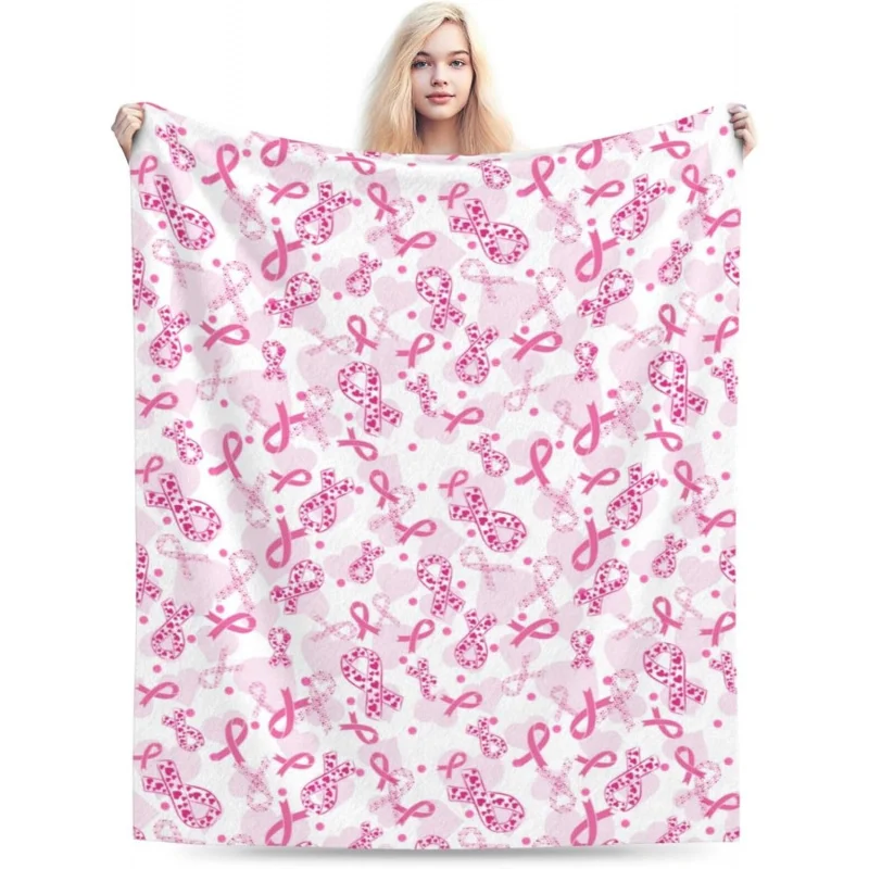 Breast Cancer Awareness Gift Blanket for Women Pink Healing Warm and Soft