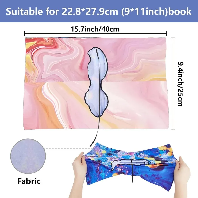 1pc Pink Stretchable Book Cover Marble Pattern Washable Reusable Large Nylon Book Protector 9.4x15.7 Inch Elastic Notebook Wraps