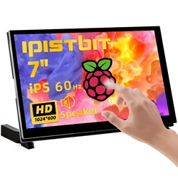 IPistBit-Monitor de pantalla táctil de 7 pulgadas para Raspberry Pi, pantalla LCD IPS 1024x600, altavoz Dual, HDMI, Monitor pequeño para Raspberry Pi, SIN controlador