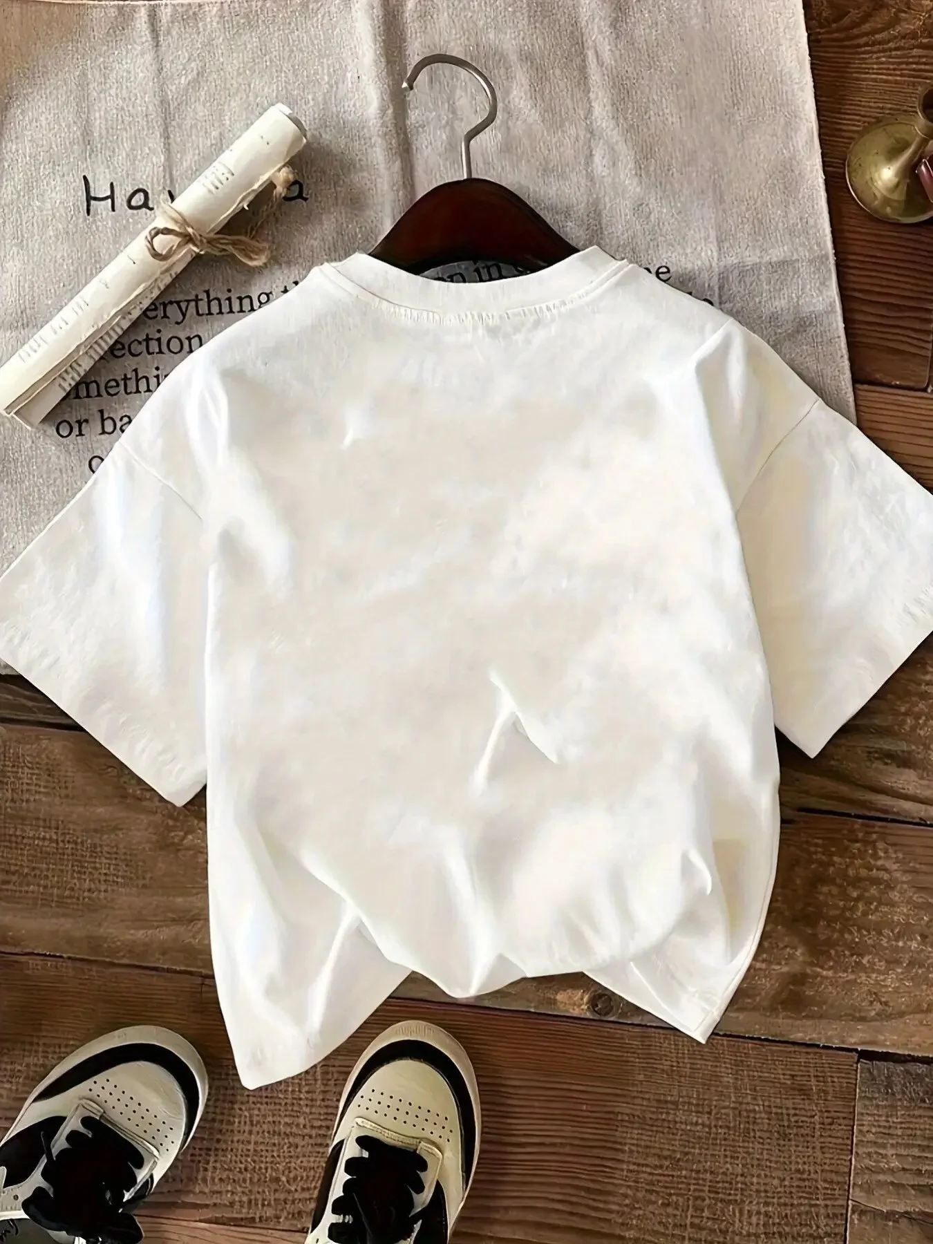 Damen-T-Shirt mit Croissant-Muster in Übergröße, Baumwolle, atmungsaktiv, modisch und vielseitig, Unisex, Streetwear, Übergröße