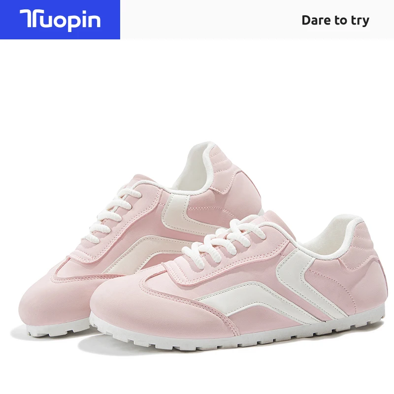Tuopin Pink Women Moral Training Shoes 1cm/0.39in Flat Shoes Original Design Simple Soft Lightweight Campus Sweet Style Sneakers