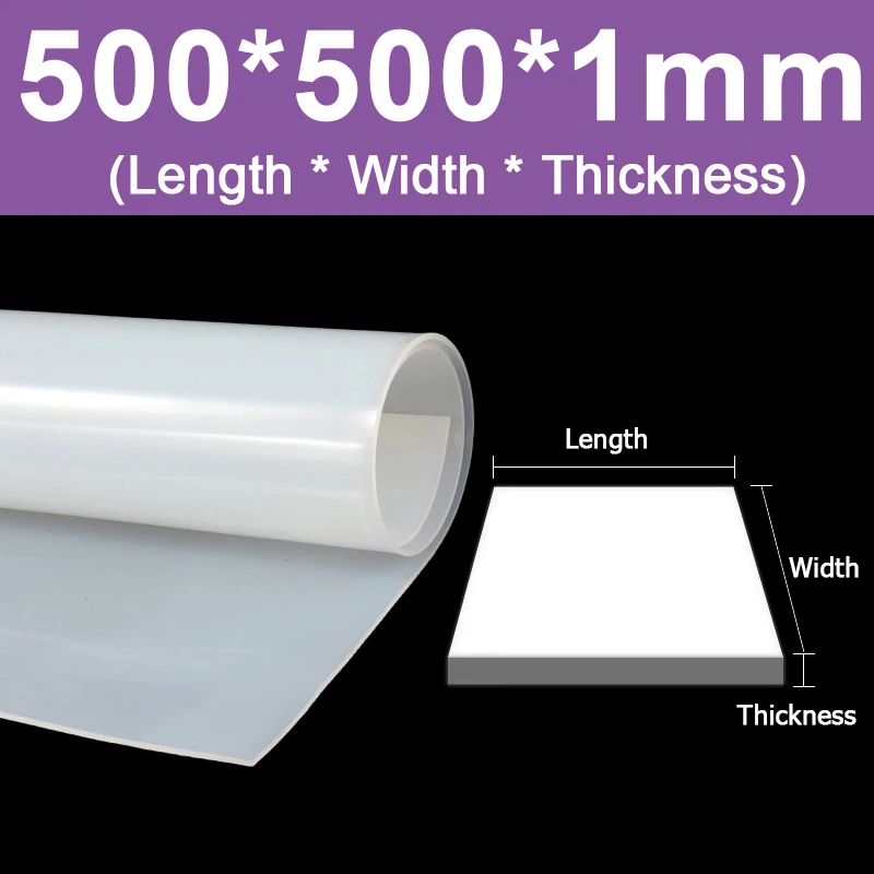 Translucent Silicone Rubber Sheet High Temp Resistance Food Grade Silica Gel Plate 50x50 100x100 200x200 300x300 400 500 600 800