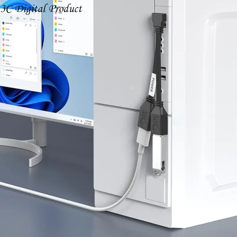 USB 1 إلى 2 SPLITTER CABLE MALE لمضاعفة تمديد الإناث لجهاز الكمبيوتر المحمول باستخدام Q84A