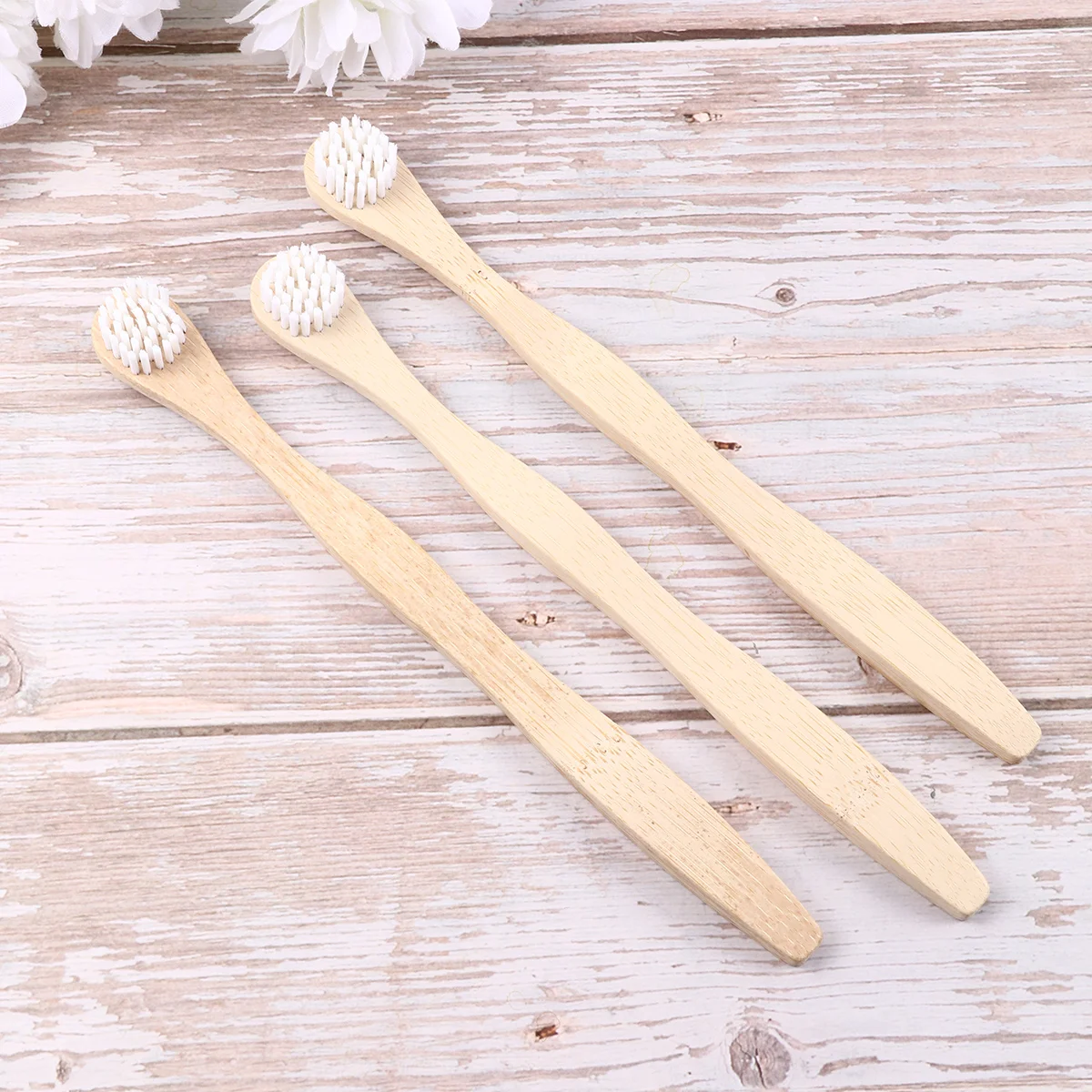 4pcs Tongue Cleaner Scraper Bamboo Toothbrush Tongue Brush for Oral Deeply Cleaning (White) Bamboo Tongue Cleaner