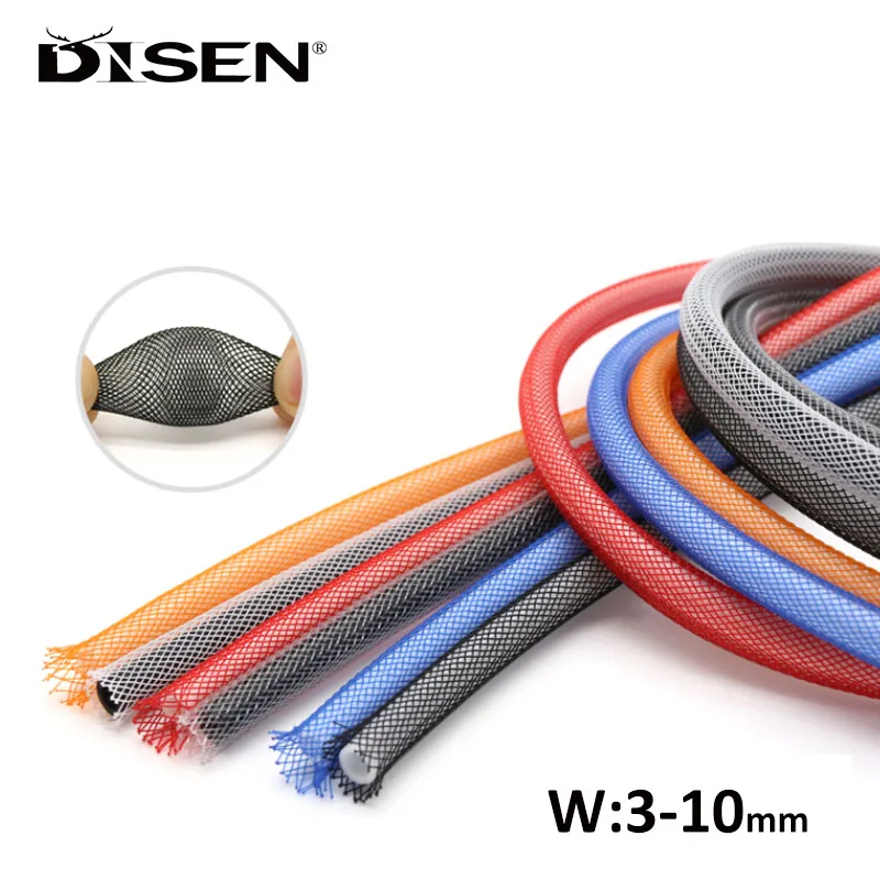 

1M Monofilament Braided Mesh Tube Flame Retardant PET Telescopic Braided Sleeve 3~10mm USB Data Cable Sheath Protector Wire Wrap