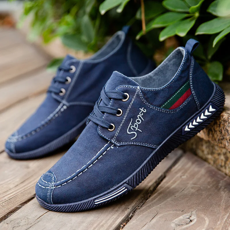 2023 Spring and Autumn New Men\'s Shoes Breathable Simple Casual Shoes Old Beijing Cloth Shoes Lace Up Denim Canvas Shoes Men