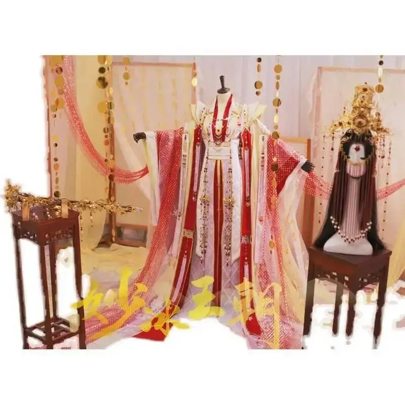 The Heavenly Officials Crown Bless Prince With Joyful God Xie Lian Ancient Style Halloween Cosplay Costume Red White Gold Han Fu view 5