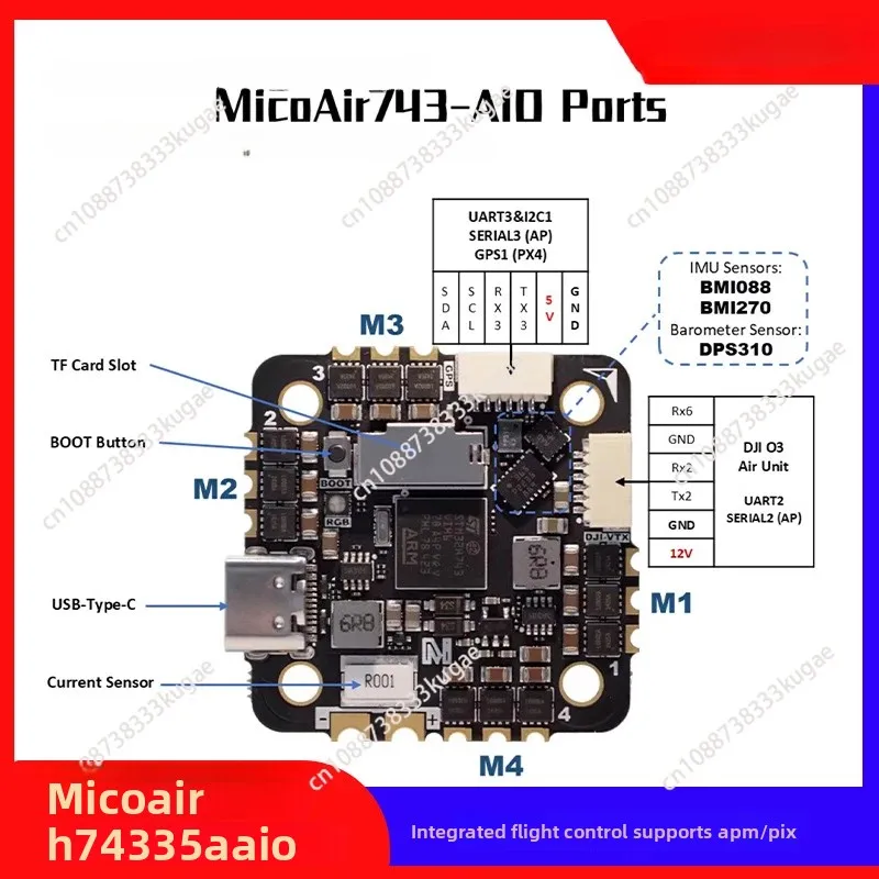 

Micro Air MicoAir743 AIO 35A AM32 25.5x25.5 Integrated Flight Control Supports APM PX4