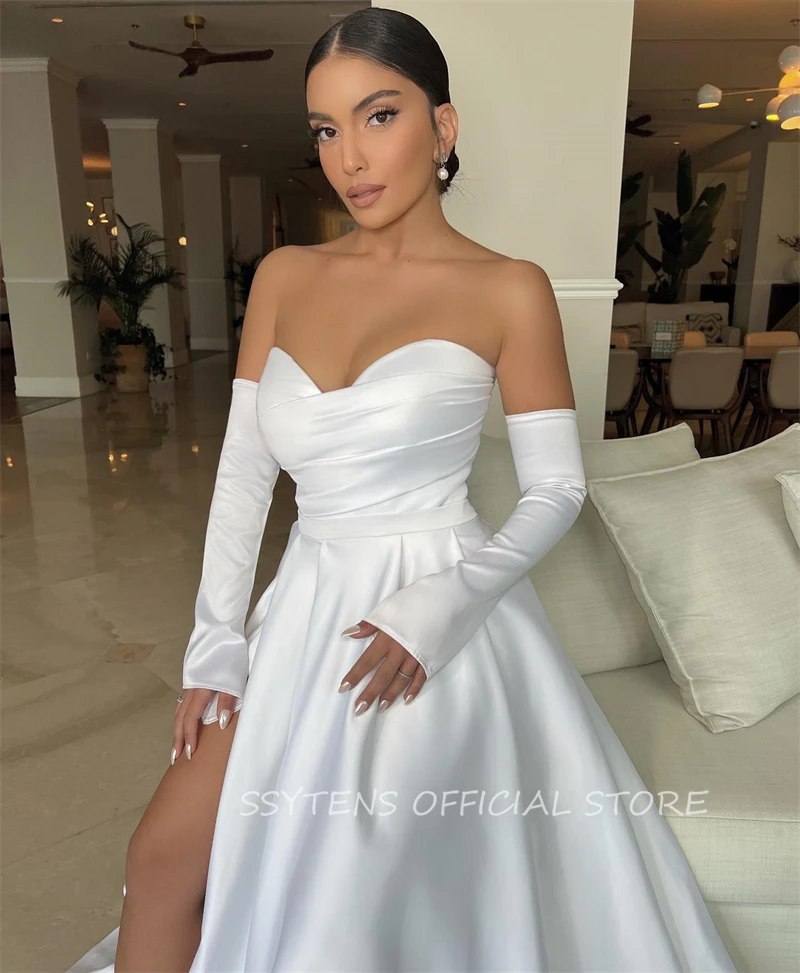 Nuovi abiti da sposa in raso caldo pizzo Vestido De Noiva donne abito da sposa principessa senza maniche abiti da sposa a-line Plus Size abito