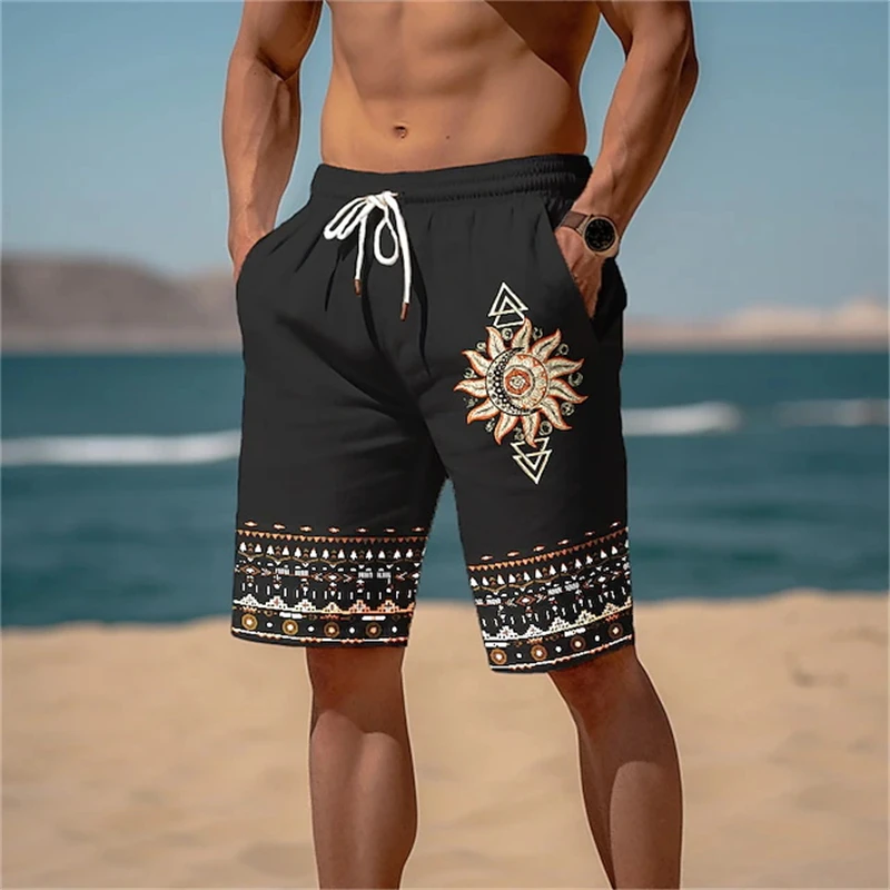 

Men's Beach Shorts Men's Classic Pattern 3D Printed Vintage Short Pants Summer Trendy Casual Street Shorts For Men Clothing